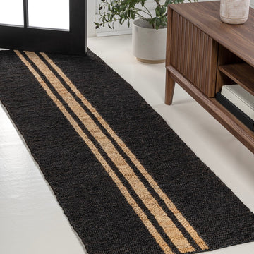Olivier Rustic Beach House Wide Ticking Stripe Jute Area Rug